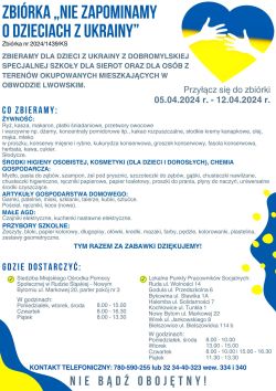 Zbiórka - NIE ZAPOMINAMY O DZIECIACH Z UKRAINY.